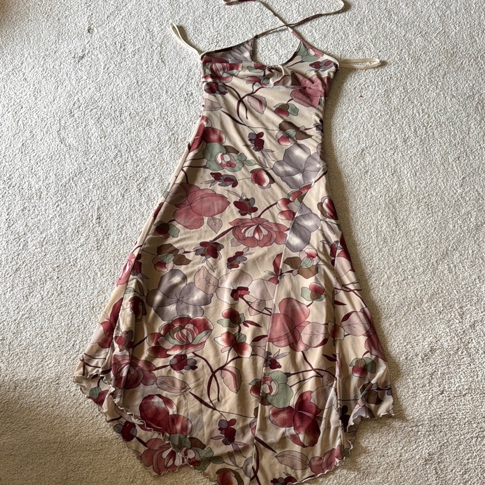 Floral Halter Neck Dress - Multicolor